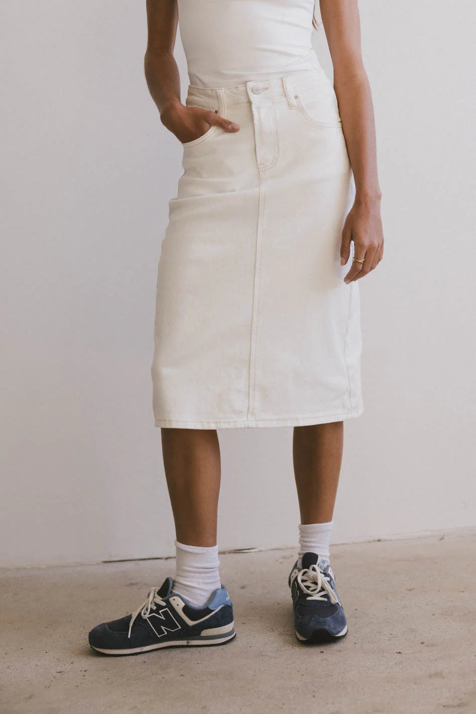 Jordan Denim Skirt in Cream