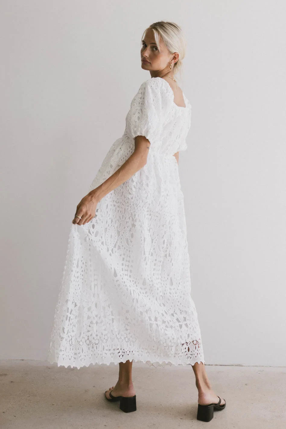 Devon Eyelet Lace Maxi Dress in Ivory