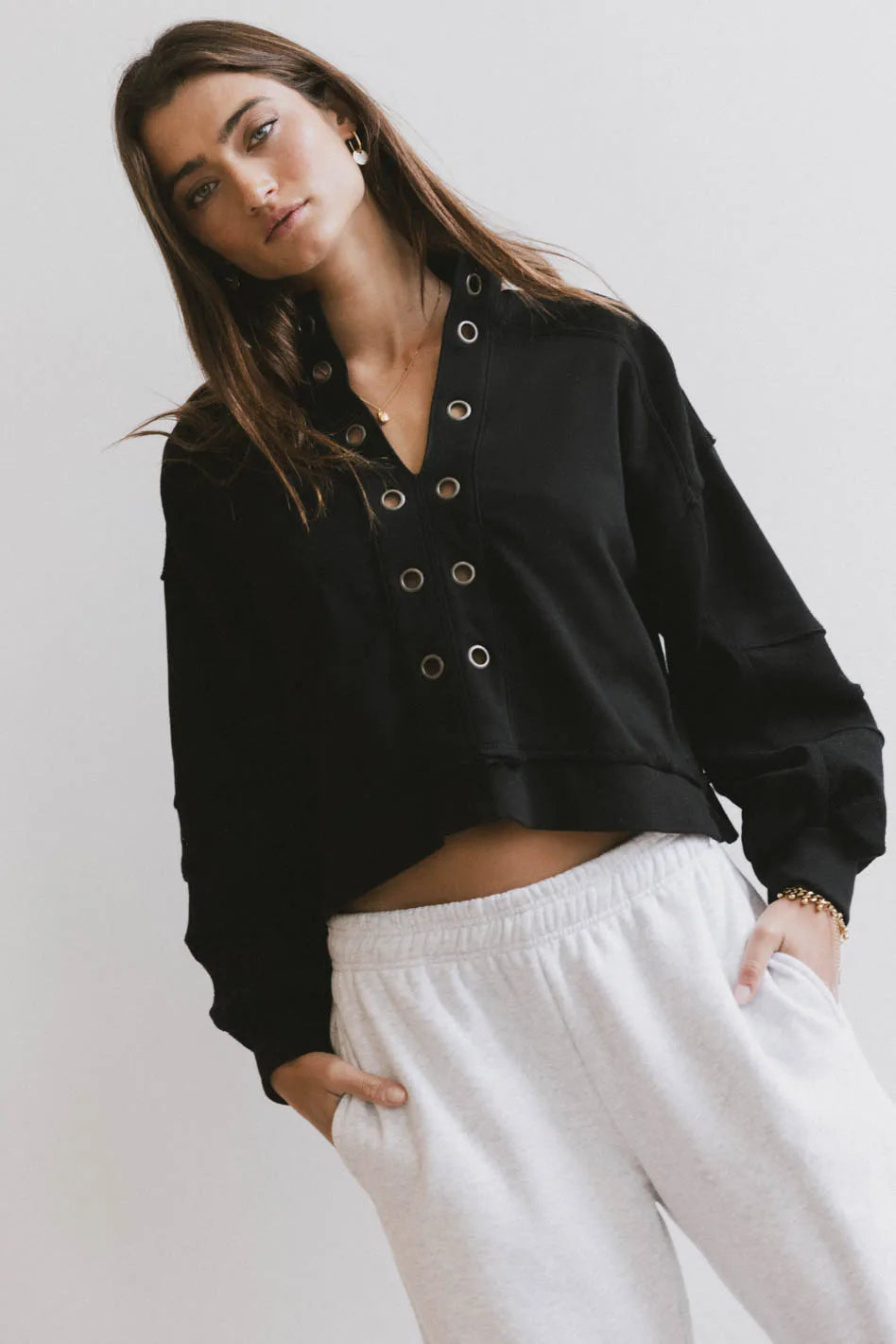 Maxfield Grommet Top in Black