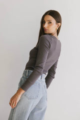 Tylar Scoop Neck Top in Charcoal - FINAL SALE