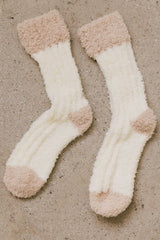 Fuzzy Contrast Socks in Yellow