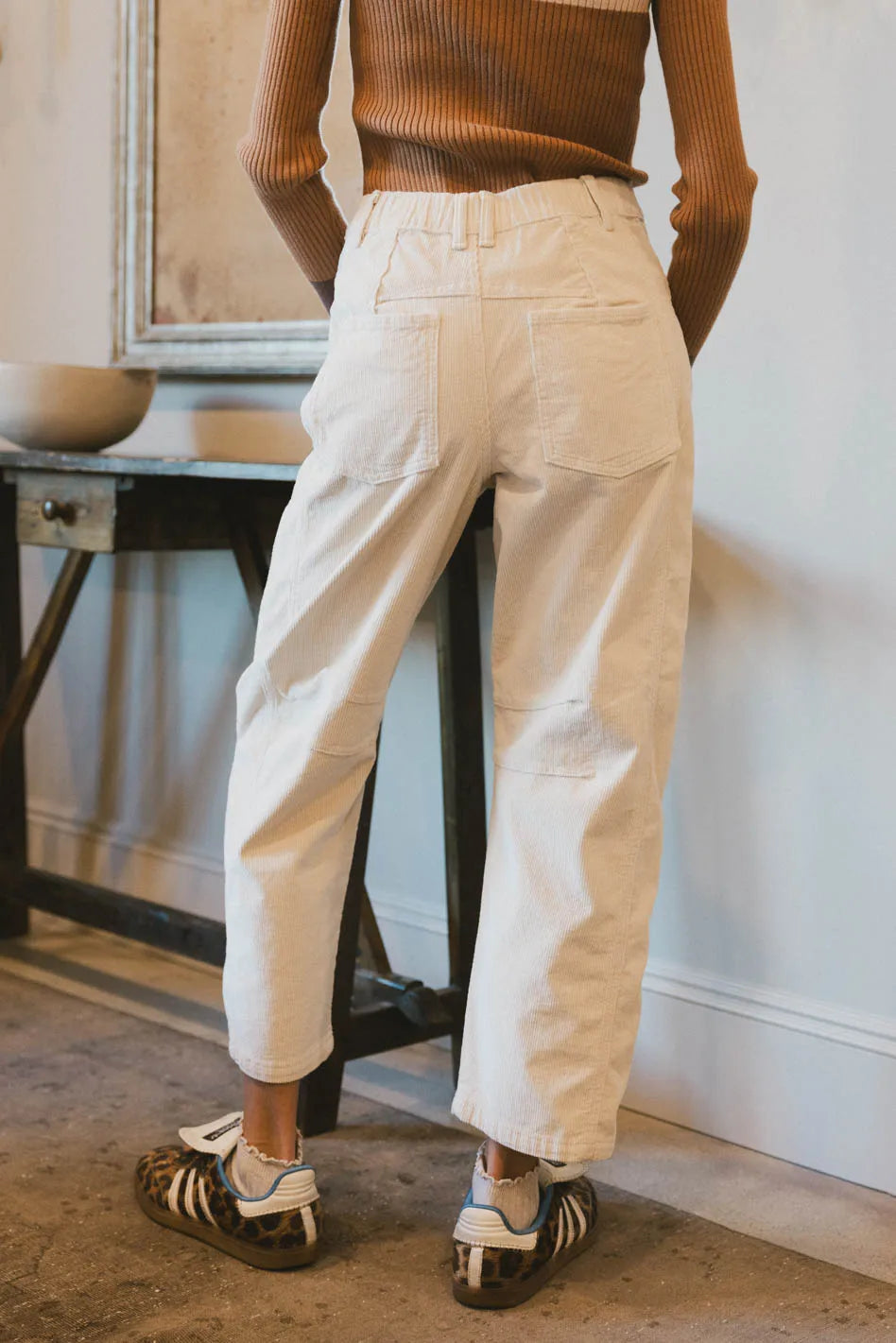 Lisette Barrel Jean in Ivory Courduroy