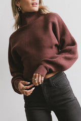 Gracelyn Turtleneck Sweater in Redbrown