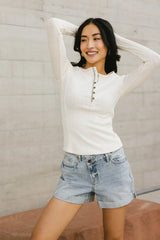 Emmilianne Ribbed Top in Cream