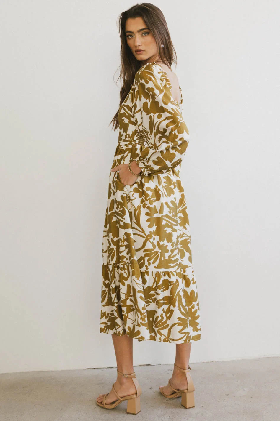 Soren Midi Dress in Mustard