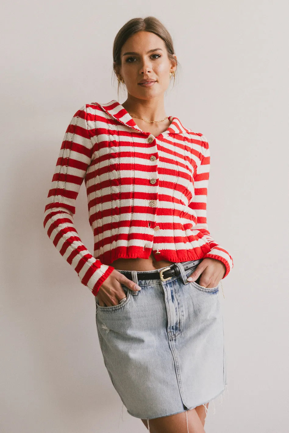 Blakley Cable Knit Sweater in Red