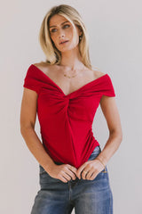 Natalia Ruched Top in Red