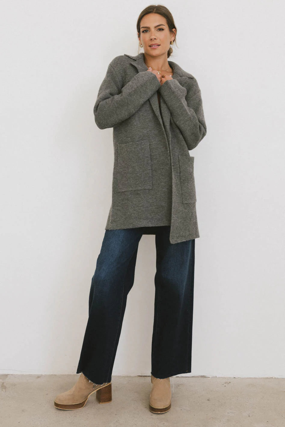 Micha Knitted Cardigan in Charcoal