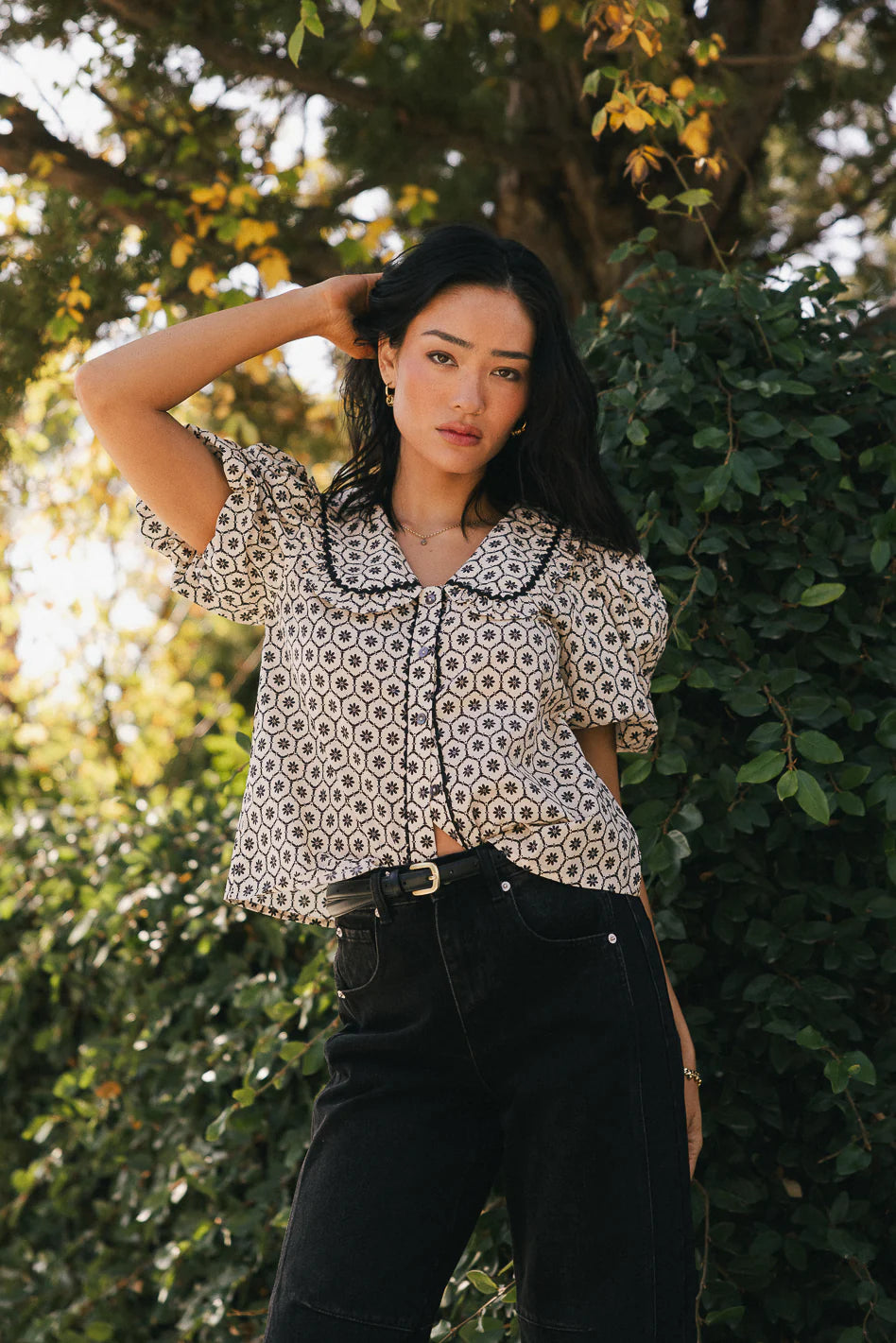 Tikoa Collared Floral Top