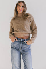 Eloise Mock Neck Sweater in Taupe