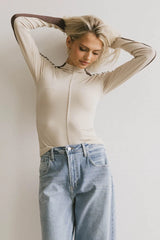 Cleo Ribbed Top in Bone