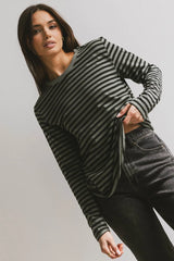 Reggie Striped Top in Olive and Black