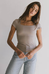 Irene Square Neck Top in Taupe