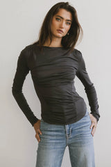 Bianca Ruched Top in Charcoal