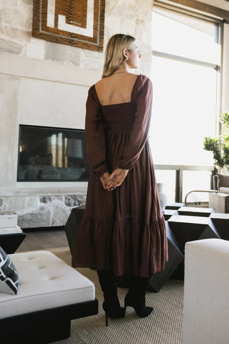 Rael Midi Dress in Brown