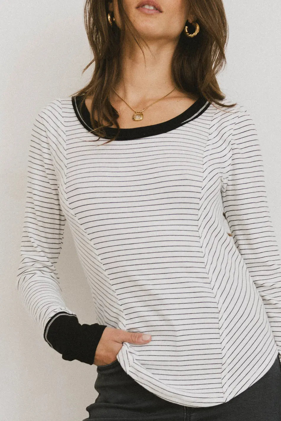 Alexandra Striped Top in White