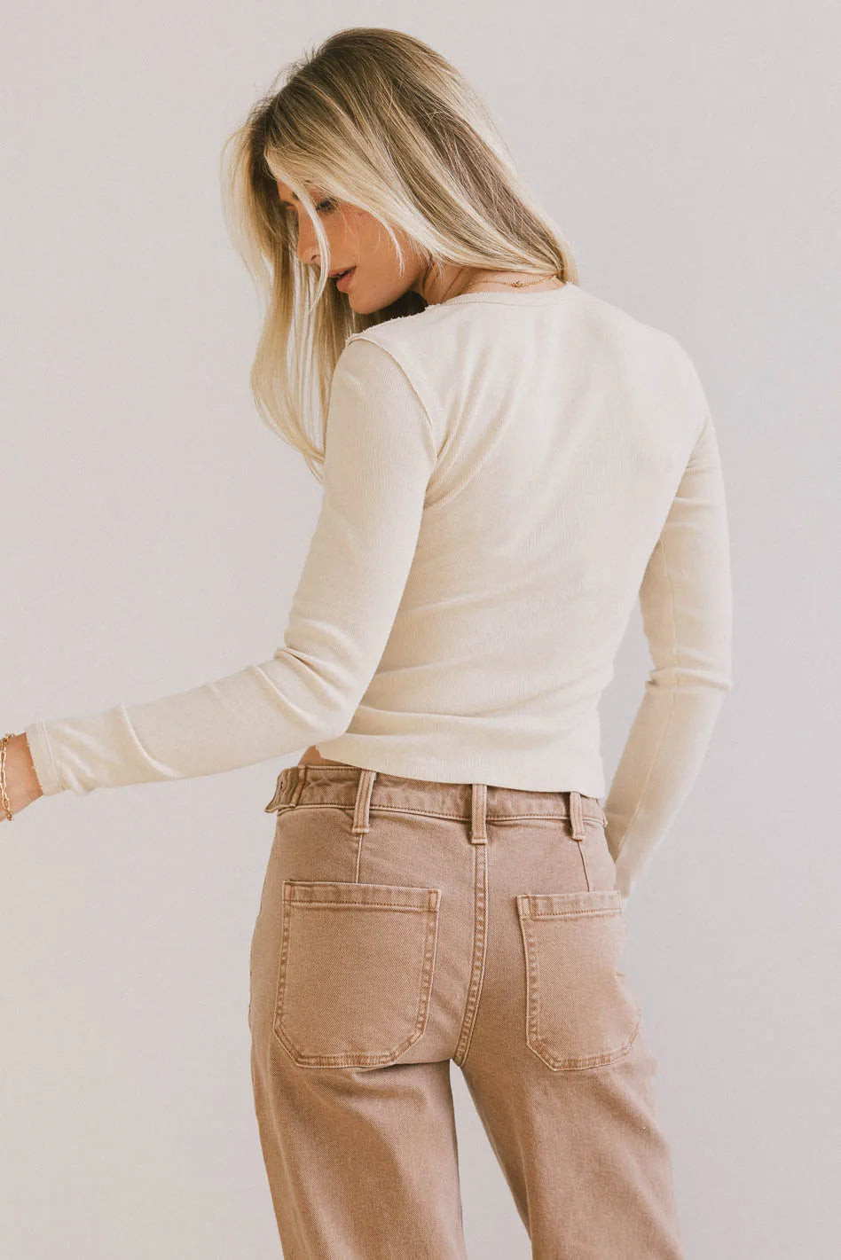 Lexie Ribbed Top in Beige