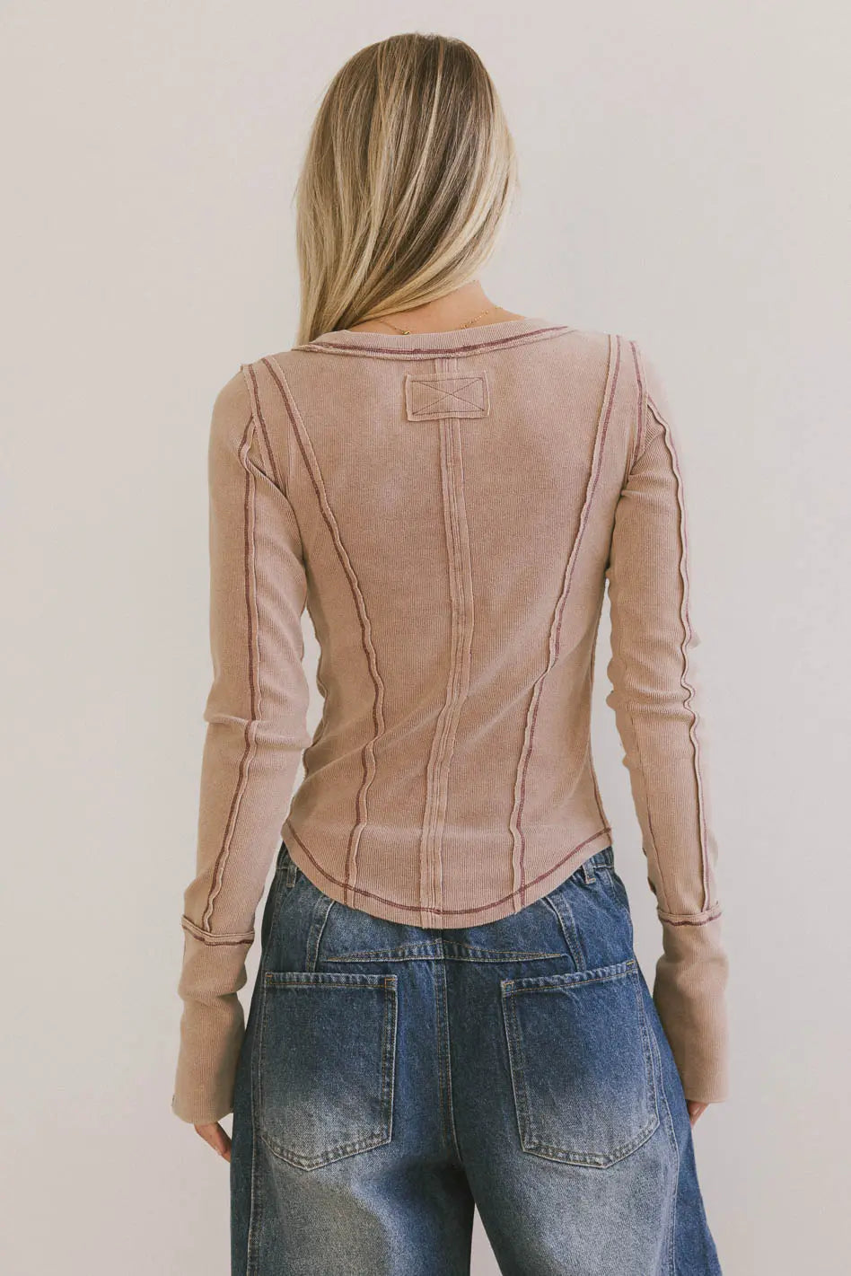 Astrid Ribbed Top in Mauve