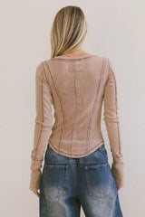 Astrid Ribbed Top in Mauve