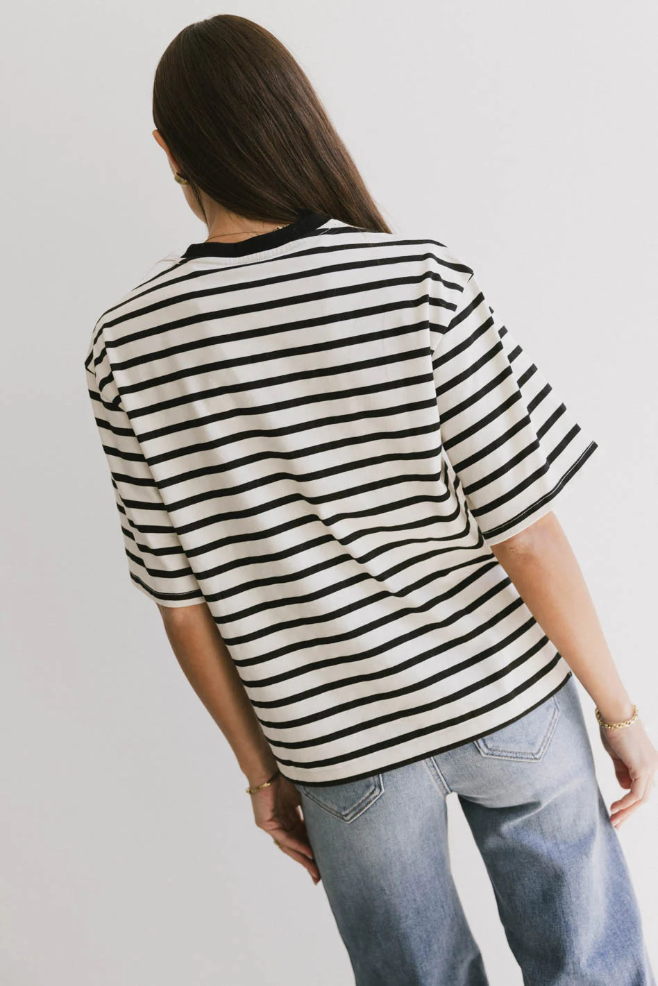 Freddie Striped Tee in Black