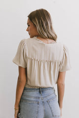 Pax Smocked Blouse in Sand