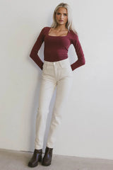 Tatiana Scoop Neck Top in Burgundy