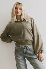 Porter Distressed Crewneck in Olive