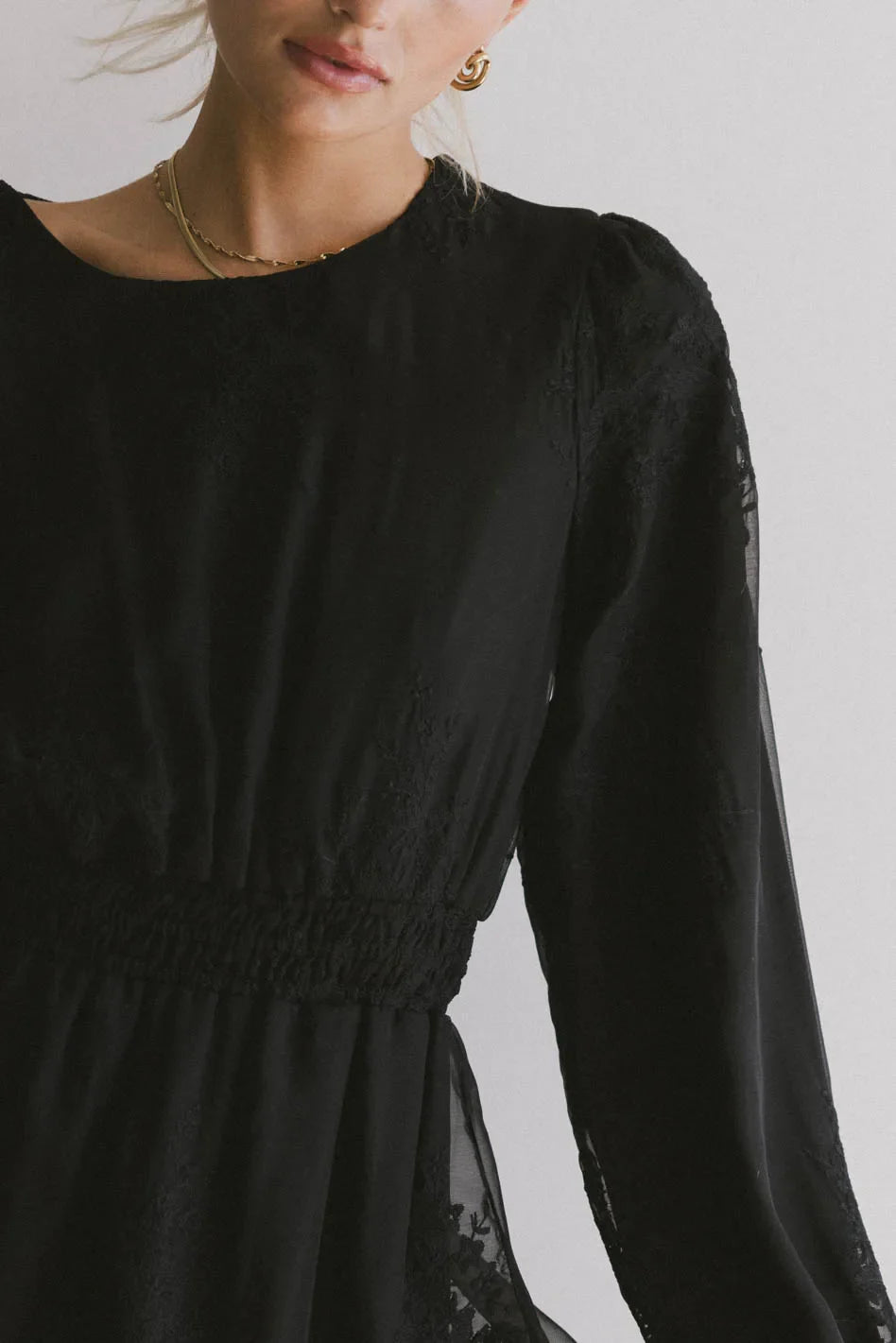 Andee Embroidered Midi Dress in Black