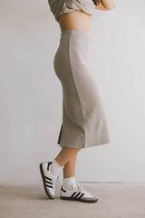 Calais Ribbed Skirt in Taupe - FINAL SALE