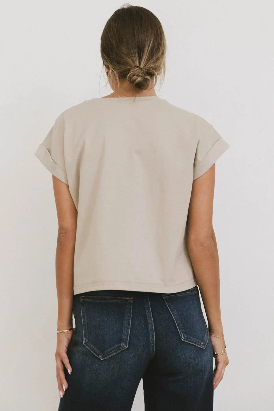 Rowena Boxy Top in Stone