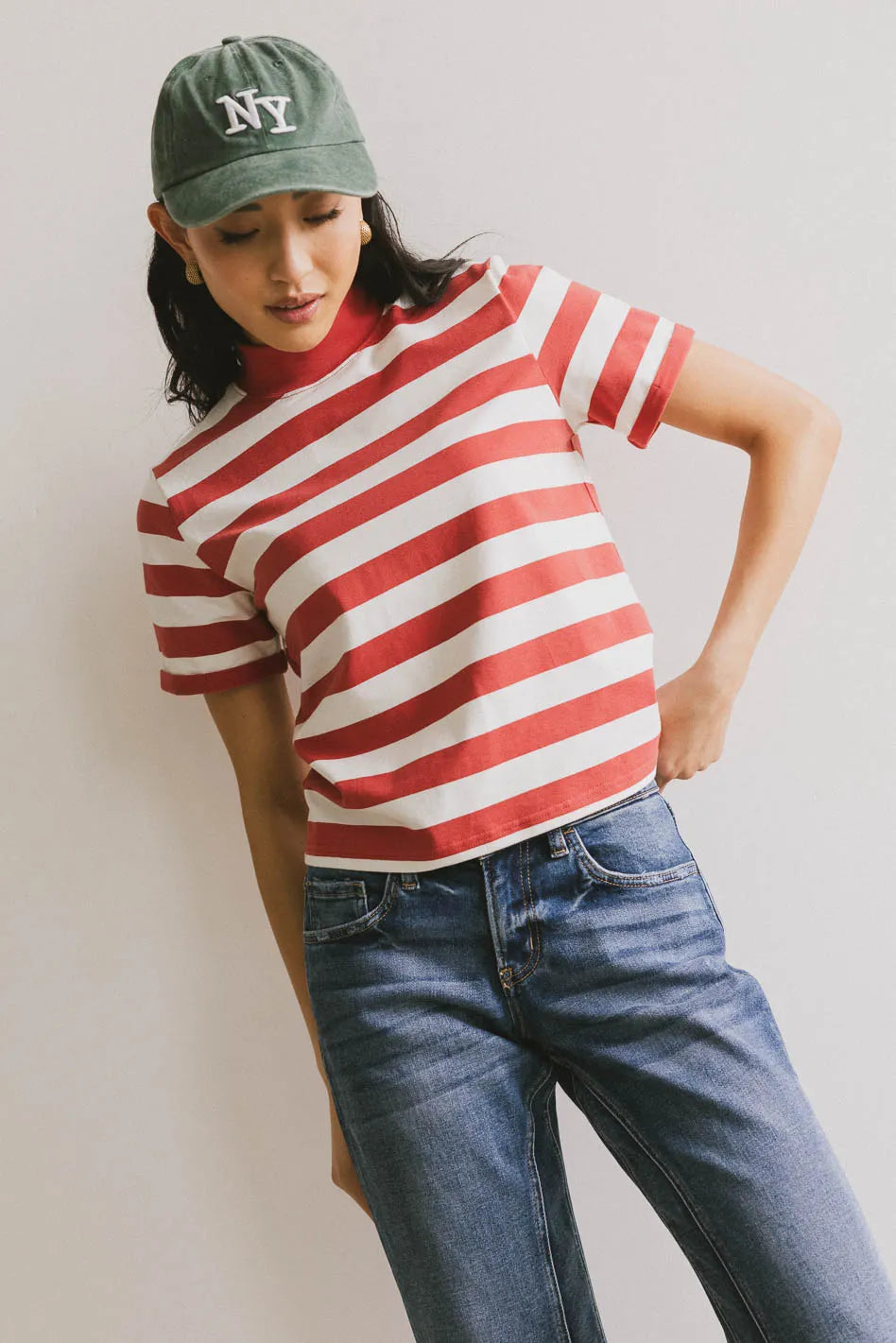 Grenna Striped Top in Red