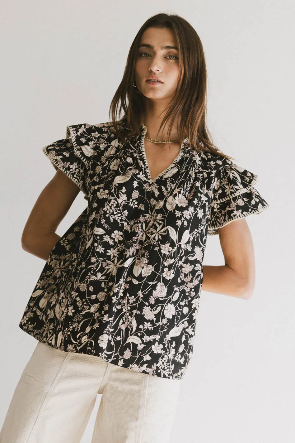 Rikki Printed Blouse in Black