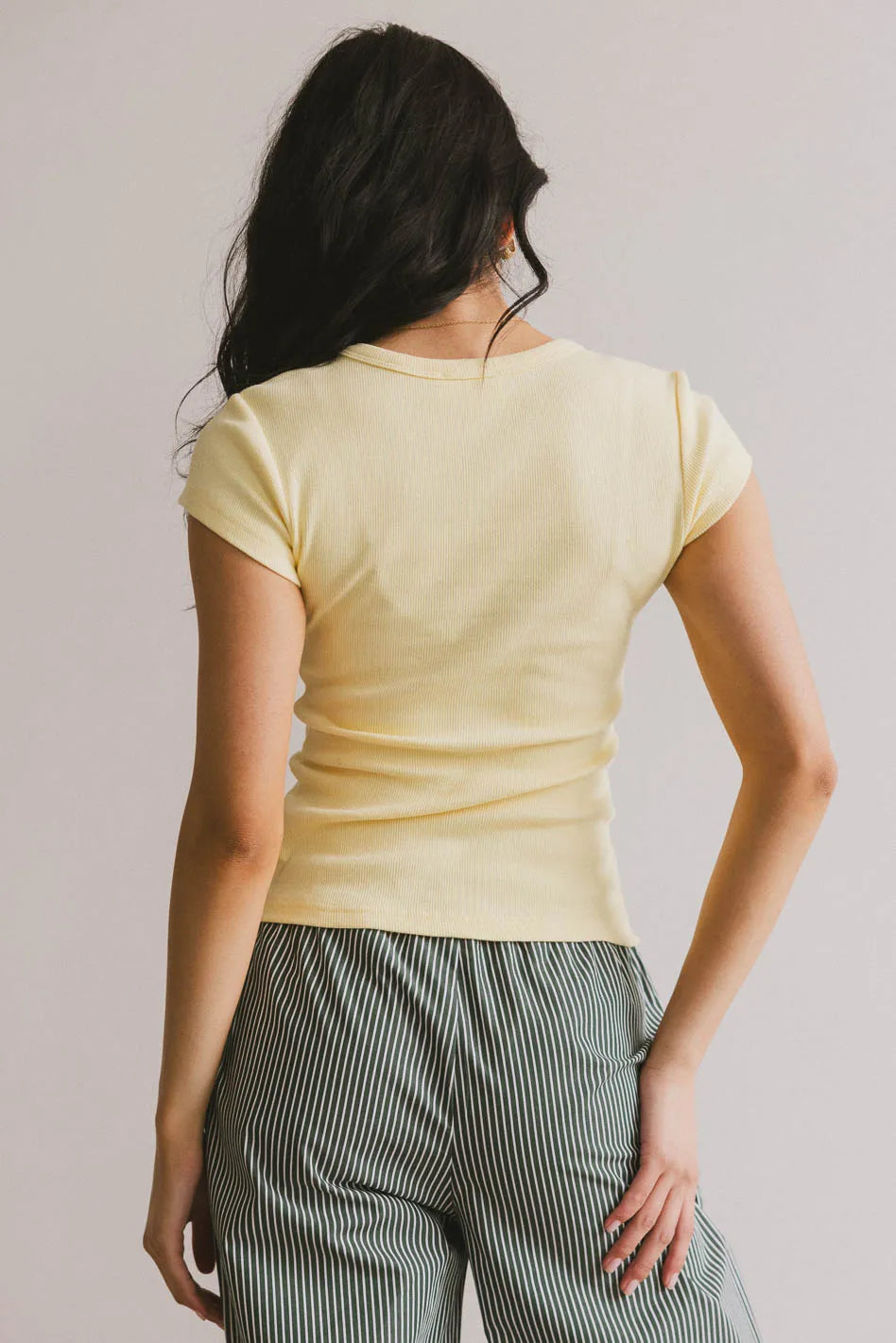 Vestia Button Up Tee in Yellow