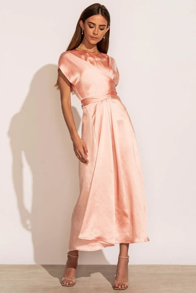 Rosalind Midi Dress in Pink