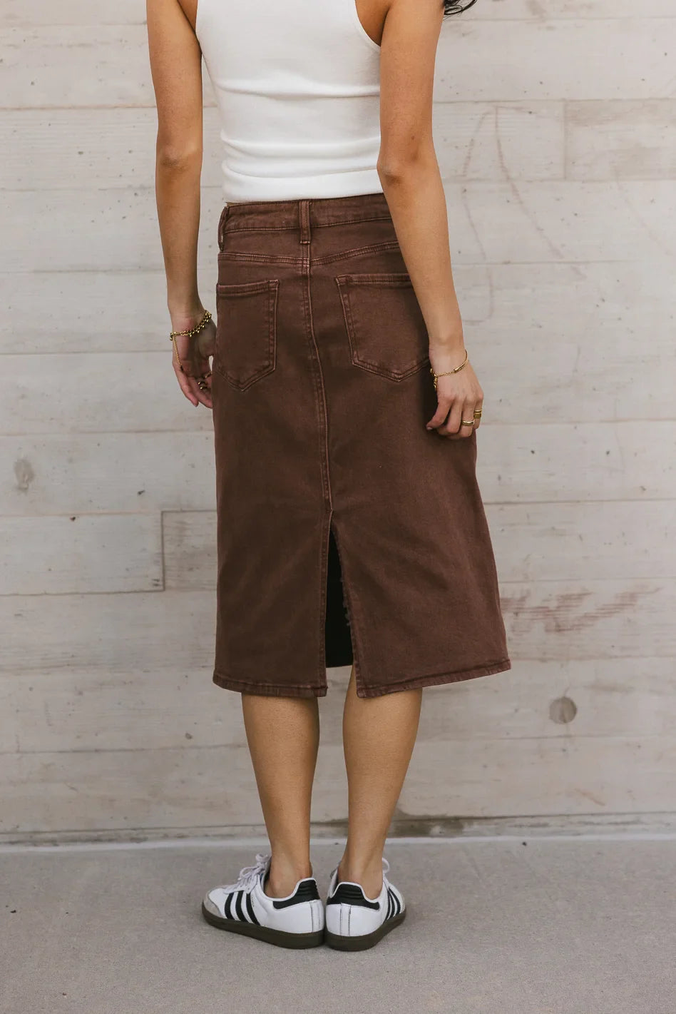 Jordan Denim Skirt in Brown - FINAL SALE