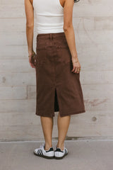 Jordan Denim Skirt in Brown - FINAL SALE