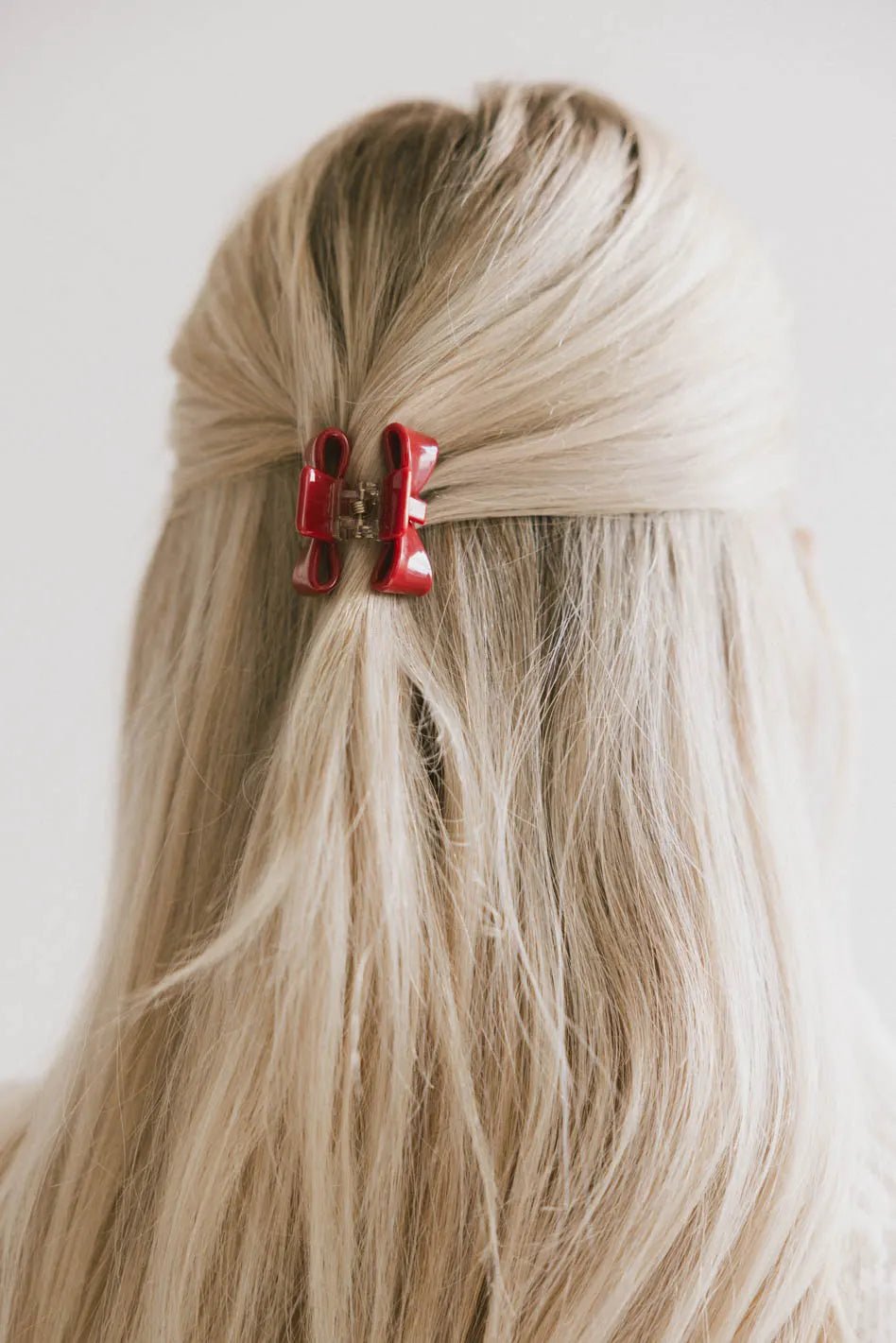 Mini Bow Claw Clip in Red