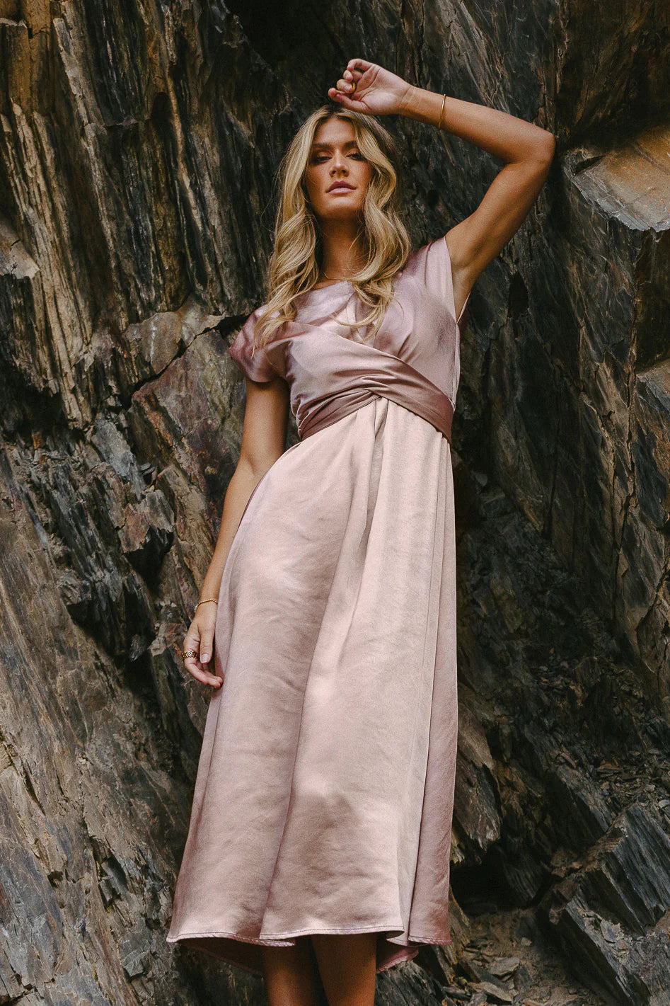 Rosalind Midi Dress in Mauve