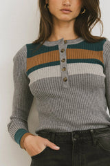 Grethena Ribbed Top in Grey