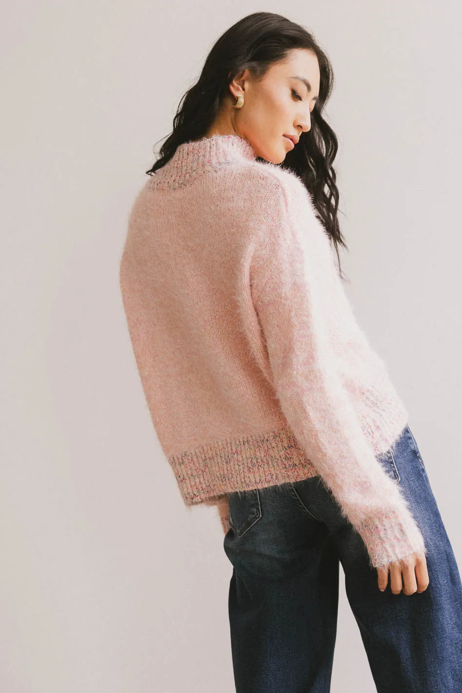 Carla Fuzzy Knit Sweater in Pink