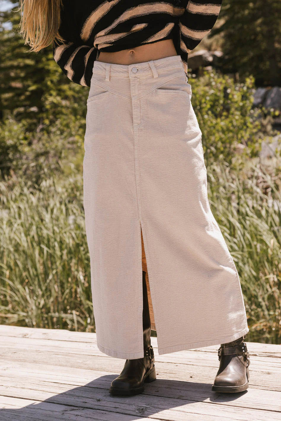 Sambria Corduroy Skirt in Khaki - FINAL SALE