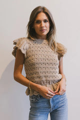 Shelly Ruffle Sweater in Natural