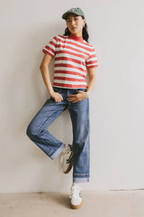 Grenna Striped Top in Red