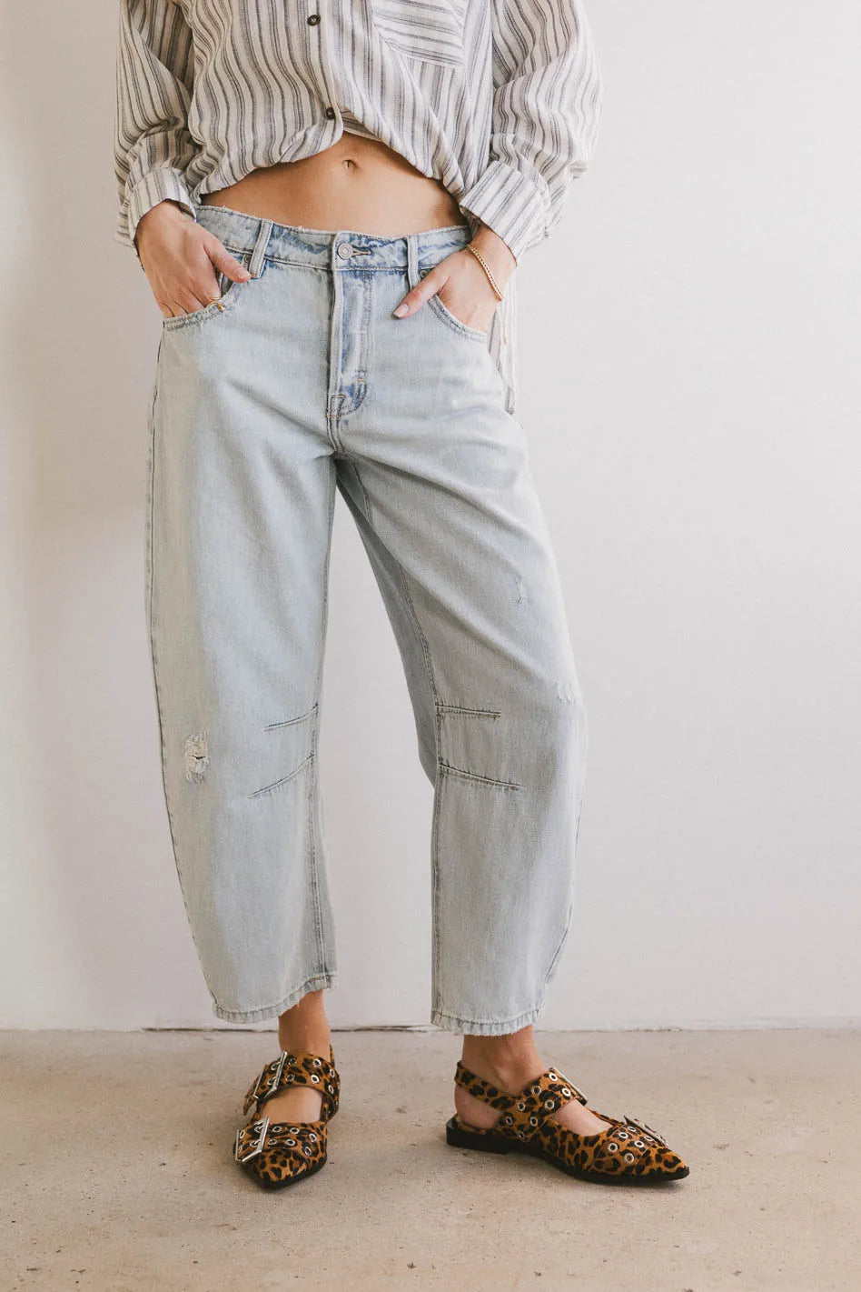 Bentlee Cropped Barrel Jeans in Light Wash