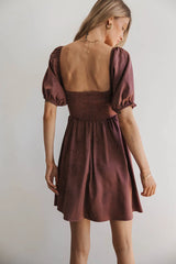 Alexis Satin Mini Dress in Mauve