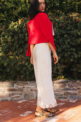 Julia Ribbed Cardigan in Red