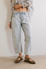 Bentlee Cropped Barrel Jeans in Light Wash