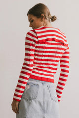 Blakley Cable Knit Sweater in Red