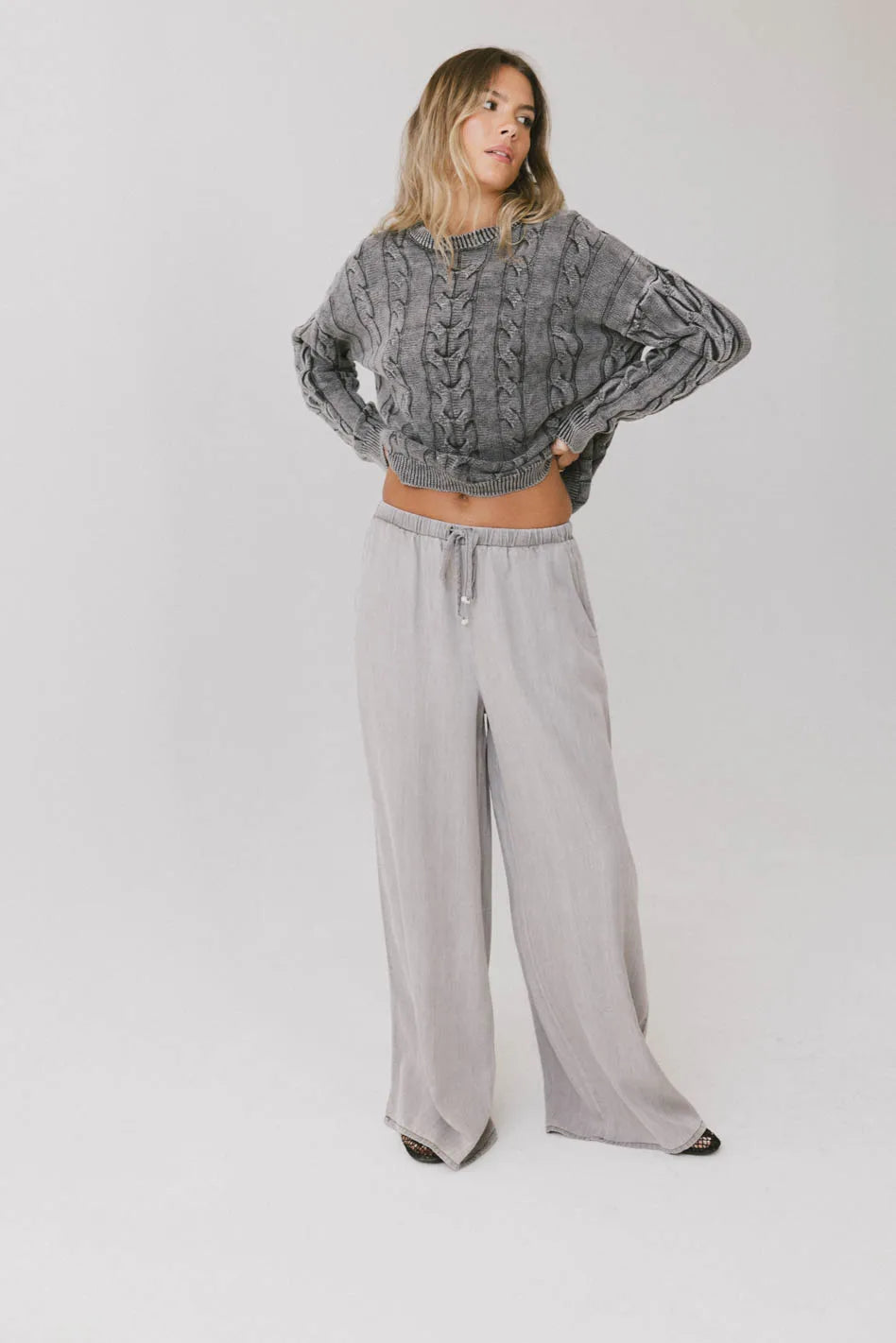 Luisa Wide Leg Pants in Grey - FINAL SALE