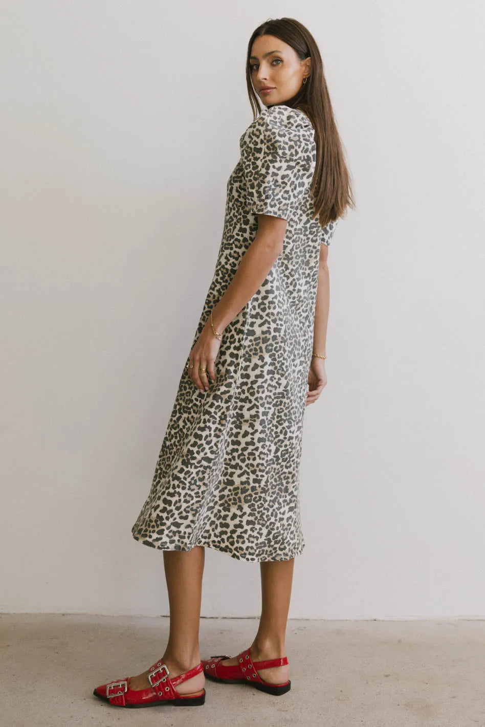 Campbell Denim Dress in Leopard